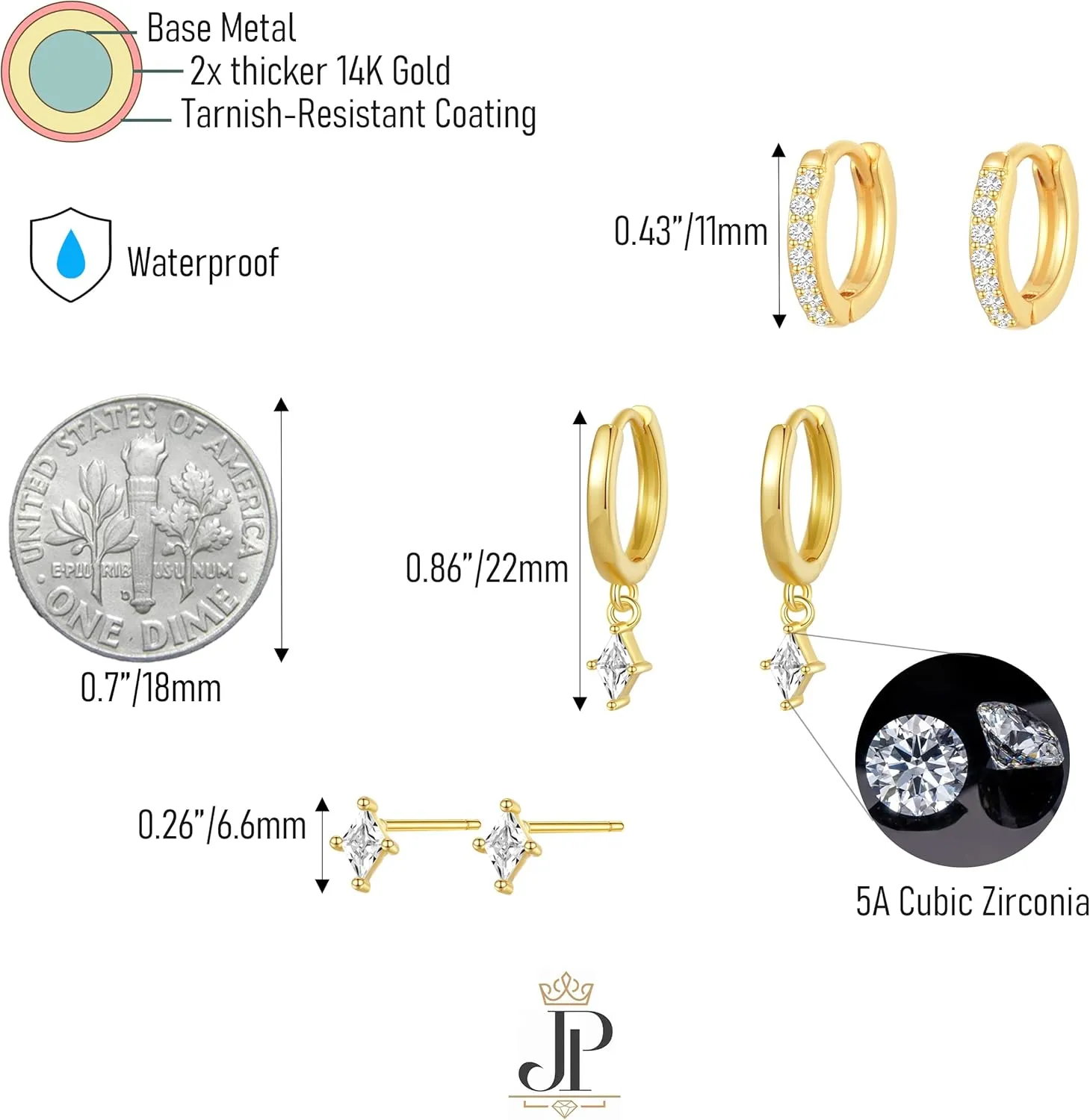 Multi-Pair Gold Earrings for Women Trendy Earring Set Hypoallergenic Earrings Gold Hoops Non Tarnish Waterproof Drop Trendy Jewelry