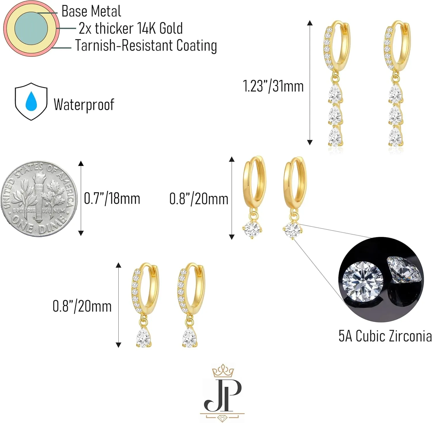 Multi-Pair Gold Earrings for Women Trendy Earring Set Hypoallergenic Earrings Gold Hoops Non Tarnish Waterproof Drop Trendy Jewelry