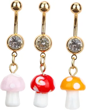 Mushroom Navel Ring Set Belly Button Piercing Dangles Fashionable Navel Belly Button Ring Women's Jewelry Random Style