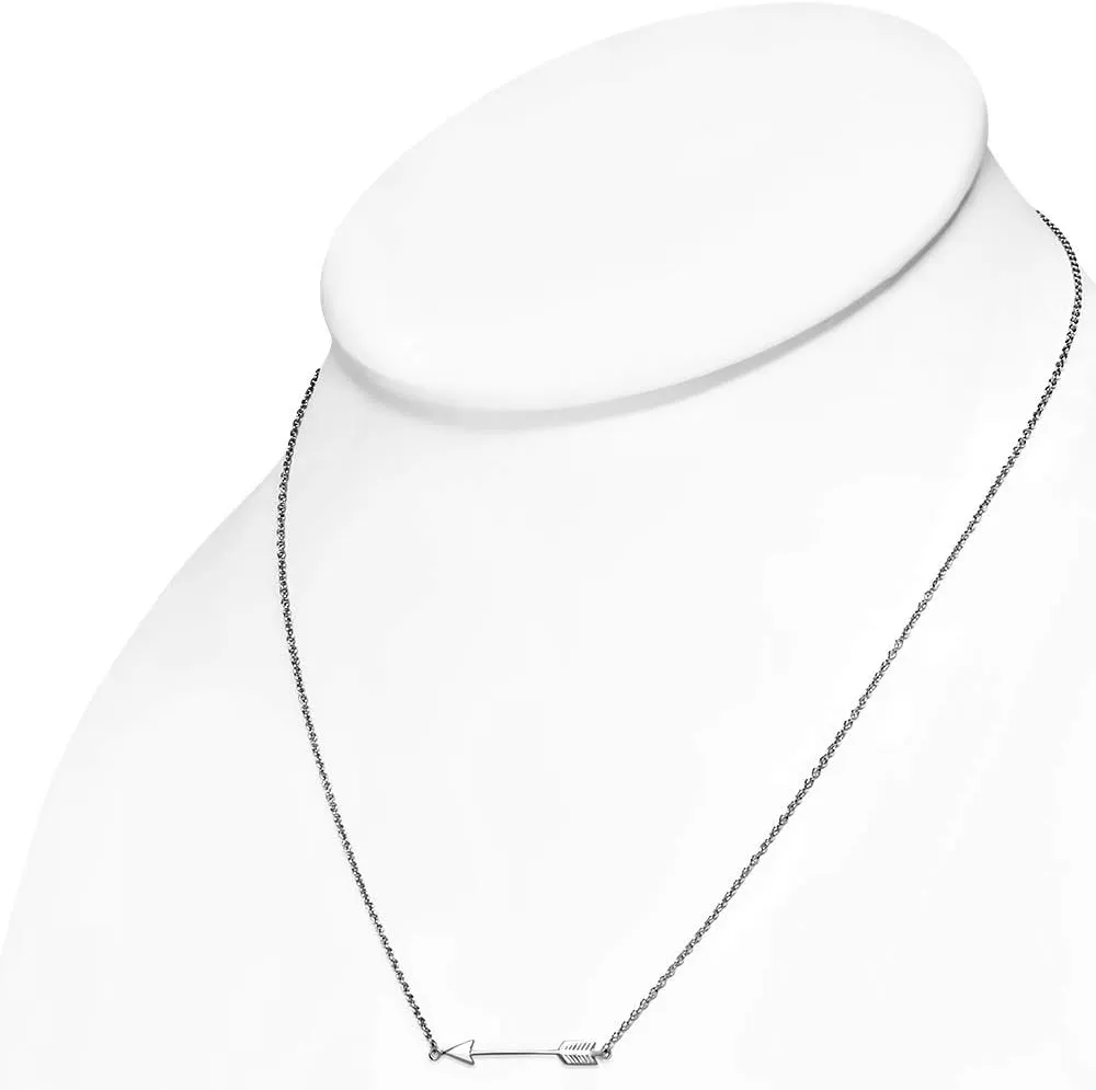 My Daily Styles 925 Sterling Silver Classic Love Arrow Horizontal Womens Pendant Necklace