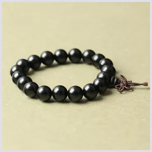 Natural Ebony Bracelets Buddhist Buddha Wood Prayer Beaded Mala Rosary Bracelets for Men Women