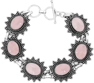 Natural Oval Gemstones 925 Silver Plated Statement Handmade Link Bracelets for Women - Birthstone Bohemina Vintage Style Adjustable Bracelet - Wedding Christmas Valentine Day Gifts for Her