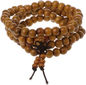 Natural-Sandalwood Buddhist Prayer Bracelets 8mm Beads Bracelets 108 Wood Beads Meditation Bracelet Gift for Men Women