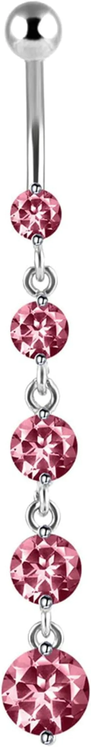 Navel Rings for Women Stainless Steel, CZ Hoop Navel Rings for Women Round Pink Belly Rings