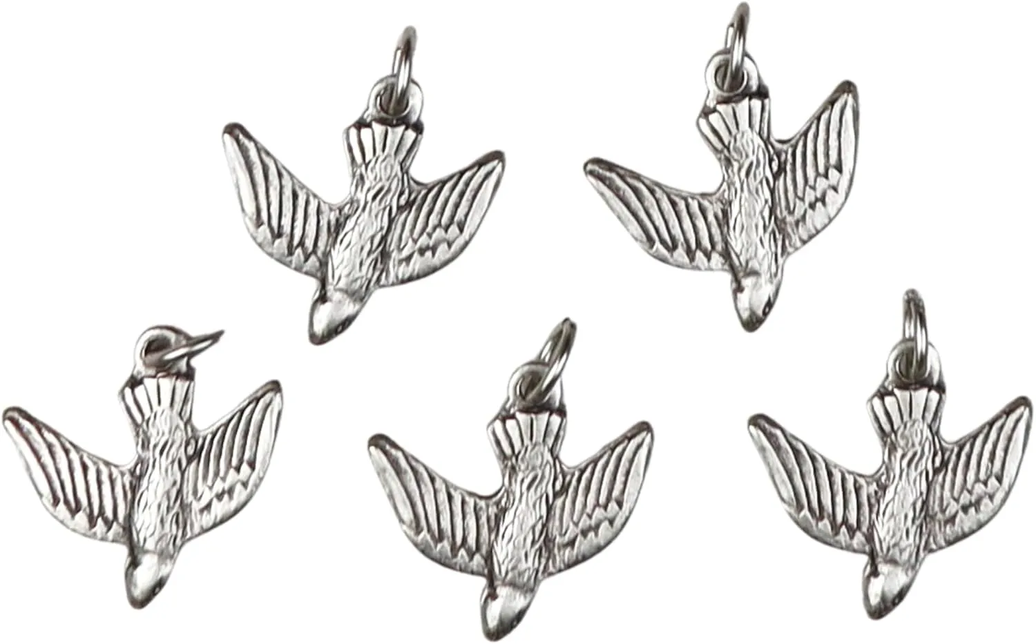 Needzo Small Holy Spirit Dove Pendant, Religious Jewelry Accessory, Confirmation Keepsake Gifts, 5/8 Inches, Made in Italy Pack of 5