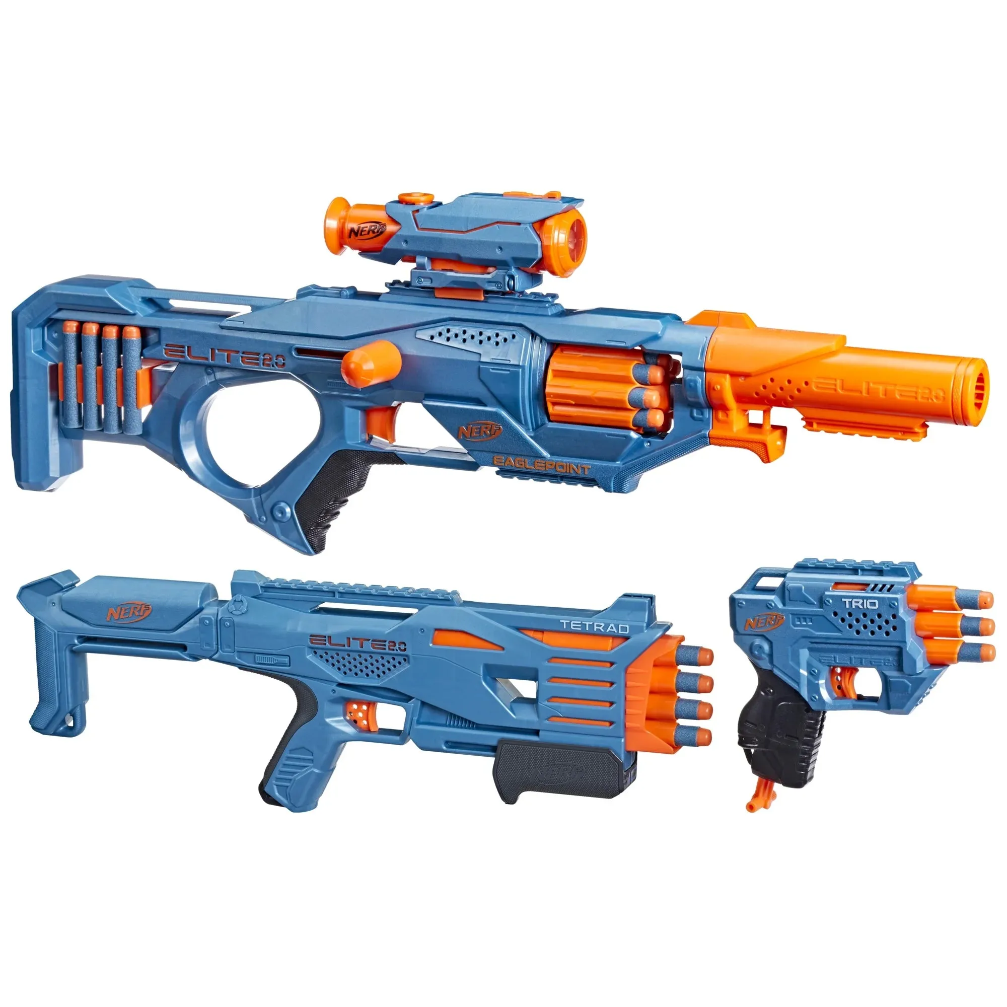 Nerf Elite 2.0 Ultimate Blaster Pack, 3 Blasters, 50 Nerf Elite Darts, Detachable Scope and Barrel