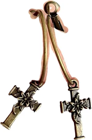 New Bronze Cross Lever Back Hoops Dangle Earrings Love Faith Elegant Cute Unique Stunning Pretty jewerly perfect for any occasion KATL0A00983