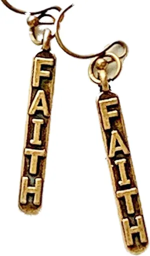 New Bronze FAITH Dangle Earrings Love Believe Elegant Cute Unique Stunning Pretty jewerly perfect for any occasion KATL0A00224
