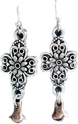New Copper and Silver Color Cross Dangle Earrings Faith Love Religion Believe Elegant Cute Unique Stunning Pretty jewerly perfect for any occasion KATL0A00645