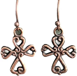 New Copper Tone Cross Bohemian Dangle Earrings Faith Love Elegant Cute Unique Stunning Pretty jewerly perfect for any occasion KATL0A00143