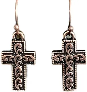 New Copper Tone Cross Bohemian Dangle Earrings Faith Love Elegant Cute Unique Stunning Pretty jewerly perfect for any occasion KATL0A01070