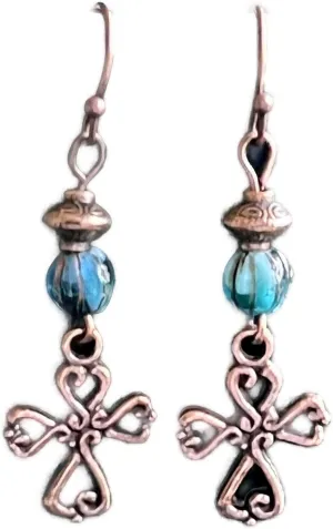 New Copper Tone Cross Bohemian Dangle Earrings Faith Love Elegant Cute Unique Stunning Pretty jewerly perfect for any occasion KATL0A02711