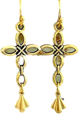 New Gold Color Cross Dangle Earrings Faith Love Elegant Cute Unique Stunning Pretty jewerly perfect for any occasion KATL0A01827