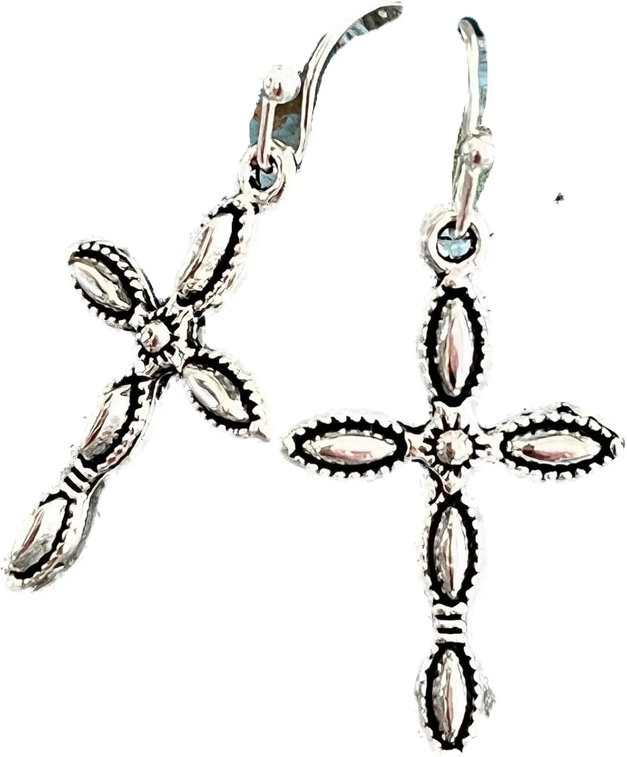 New Silver Color Cross Dangle Earrings Faith Love Believe Elegant Cute Unique Stunning Pretty jewerly perfect for any occasion KATL0A00359