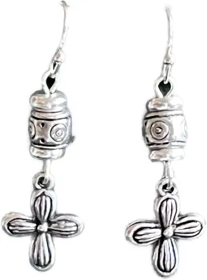 New Silver Color Cross Dangle Earrings Faith Love Believe Elegant Cute Unique Stunning Pretty jewerly perfect for any occasion KATL0A01248