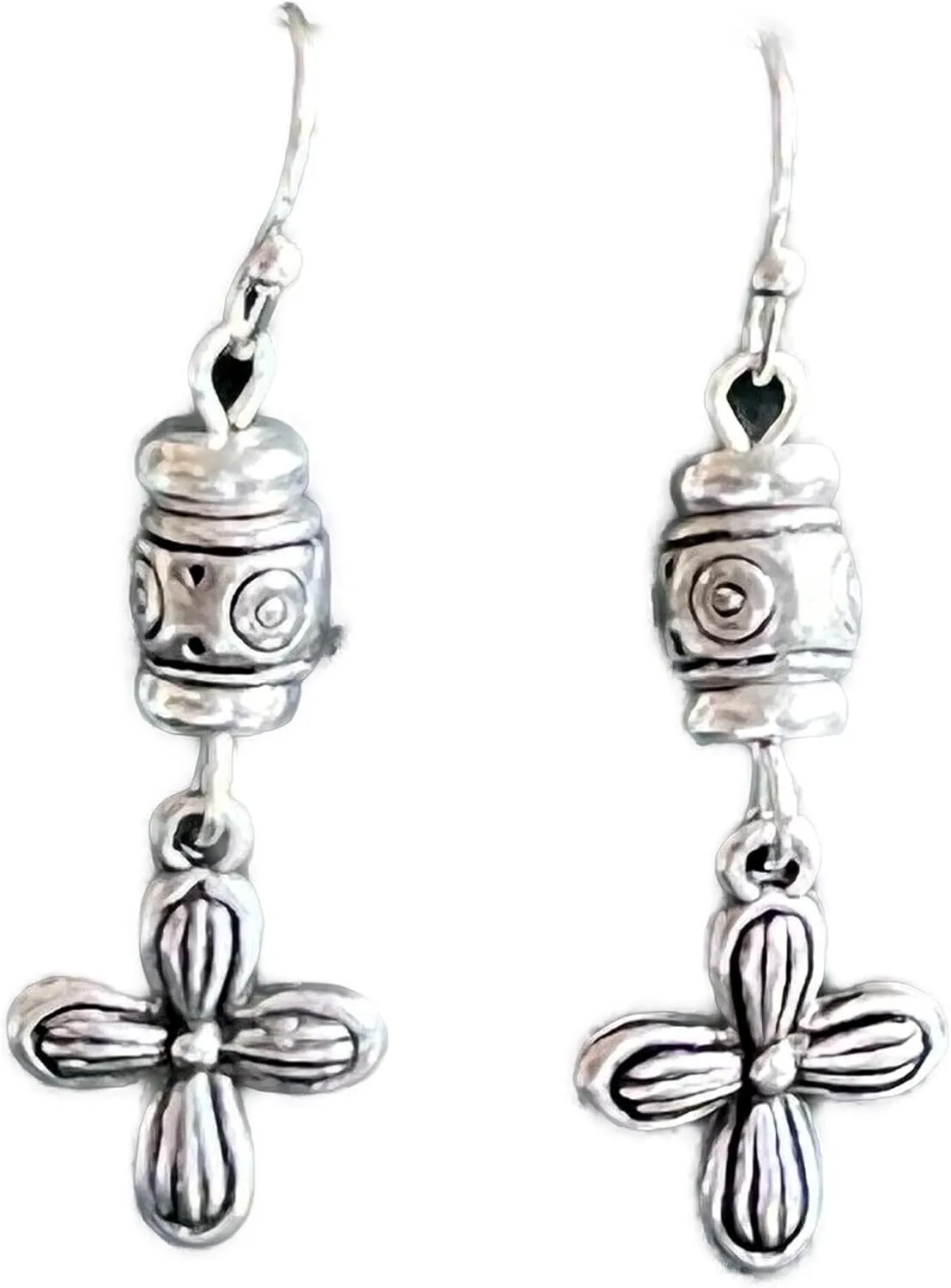 New Silver Color Cross Dangle Earrings Faith Love Believe Elegant Cute Unique Stunning Pretty jewerly perfect for any occasion KATL0A01248