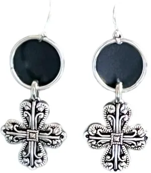 New Silver Color Cross Dangle Earrings Faith Love Believe Elegant Cute Unique Stunning Pretty jewerly perfect for any occasion KATL0A01426