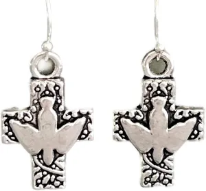 New Silver Color Cross Dangle Earrings Peace Dove Faith Love Believe Elegant Cute Unique Stunning Pretty jewerly perfect for any occasion KATL0A00977
