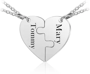 Nobelook Personalized Heart Puzzle Bracelet for Women - Matching Best Friend BFF Friendship Bracelets Matching Couple Bracelets