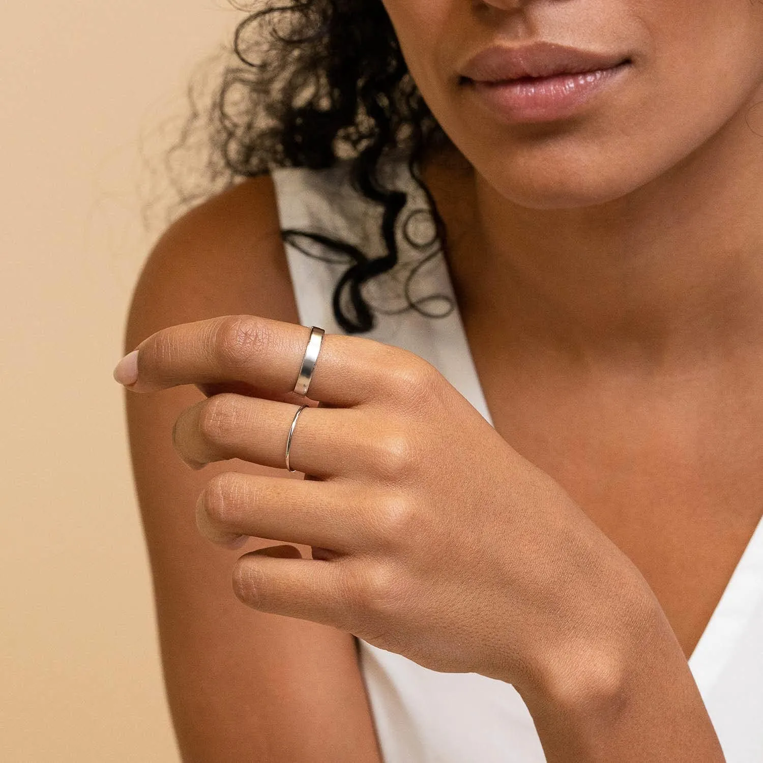 NOKMIT 3mm 14K Gold Filled Rings for Women Girls Dainty Gold Stacking Stackable Band Thin Gold Thumb Pinky Finger Ring Non Tarnish Comfort Fit Size 4 to 11