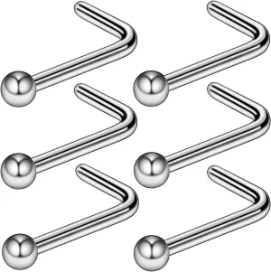 Nose Rings Stainless Steel Body Piercing Jewelry L-shape Nose Studs for Women Men Nose Screw Bone