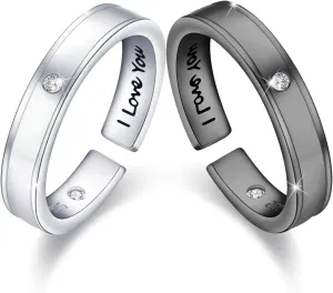 OHAYOO Matching Rings 925 Sterling Silver Ring Sets for Couples His and Hers Wedding Ring Sets Promise Rings for Couples