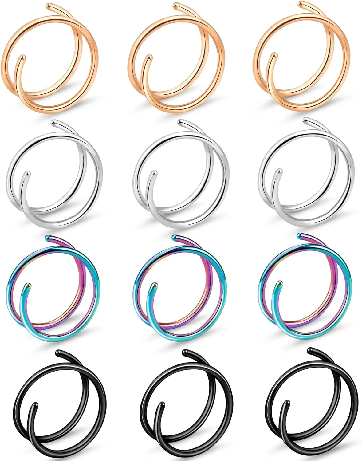 ONESING 20G Double Nose Ring Hoop for Single Piercing - 2-36 Pcs Jewelry for Women