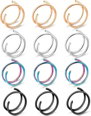 ONESING 20G Double Nose Ring Hoop for Single Piercing - 2-36 Pcs Jewelry for Women