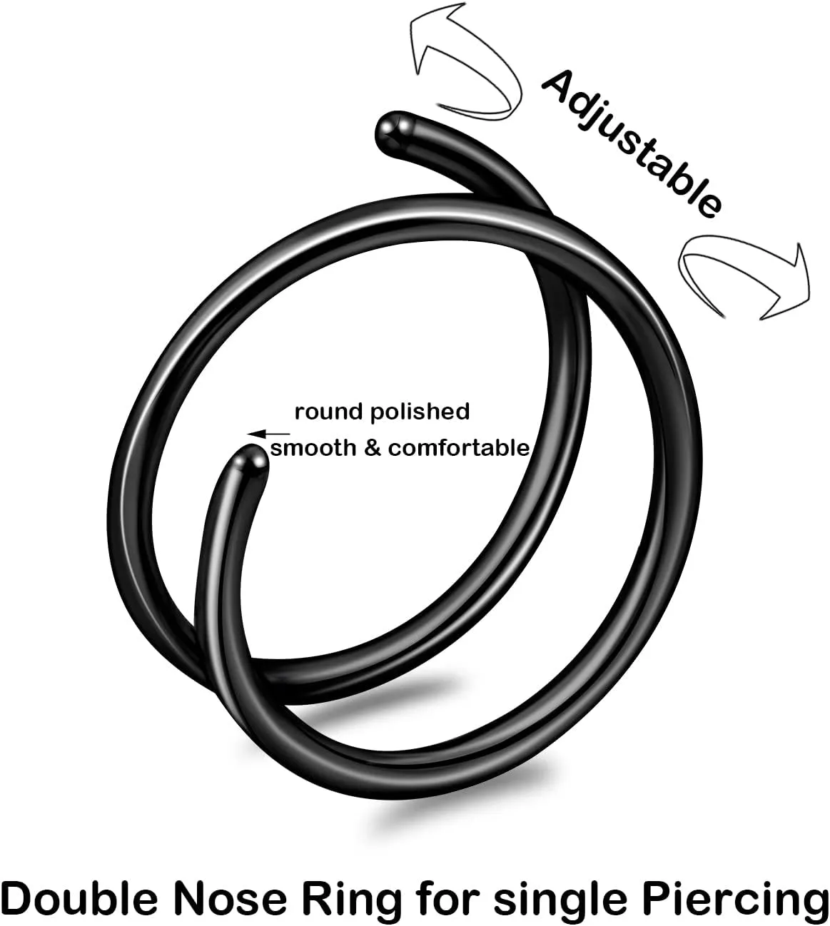ONESING 20G Double Nose Ring Hoop for Single Piercing - 2-36 Pcs Jewelry for Women