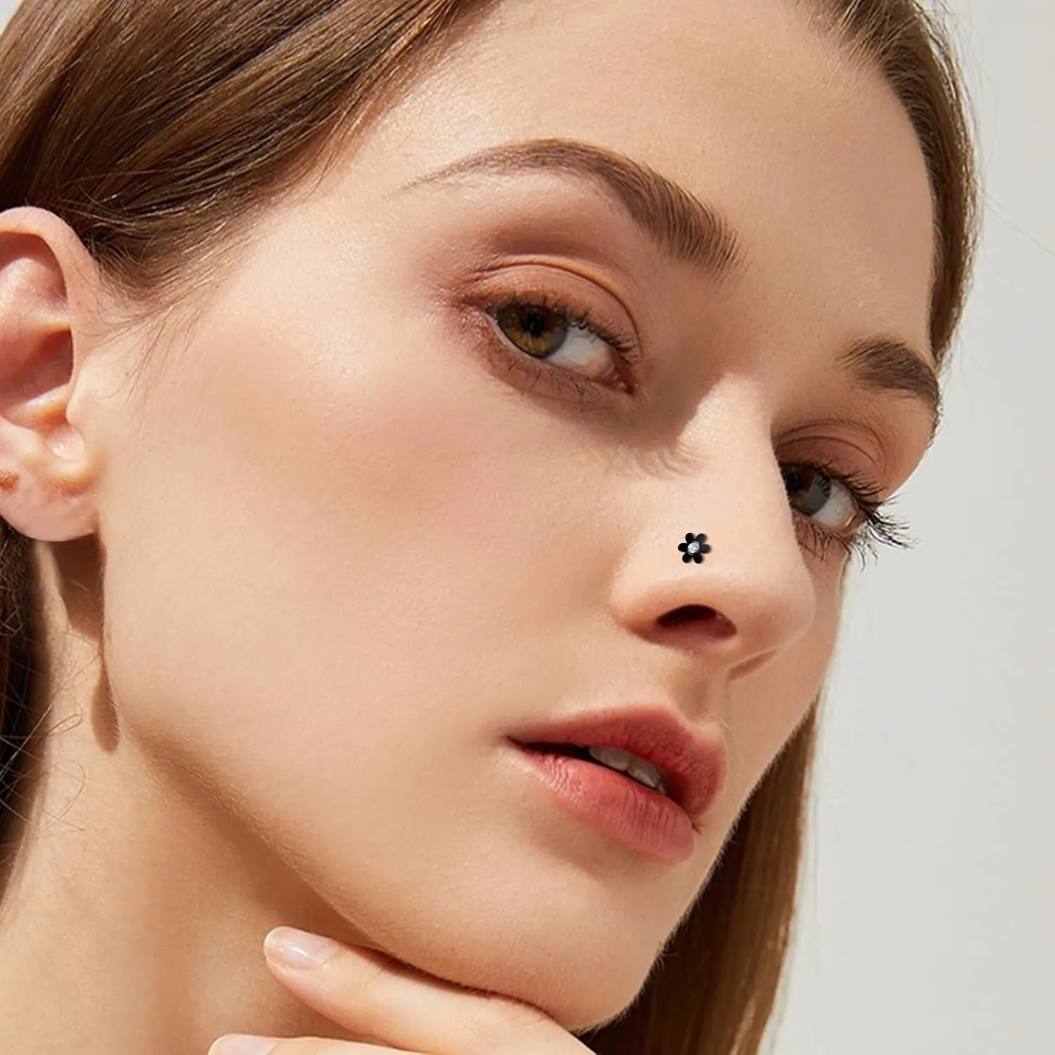 ONESING 29 Pcs Black Nose Rings for Women - L Shape, Studs, Hoop, Stainless Steel Nose Jewelry for Women & Men