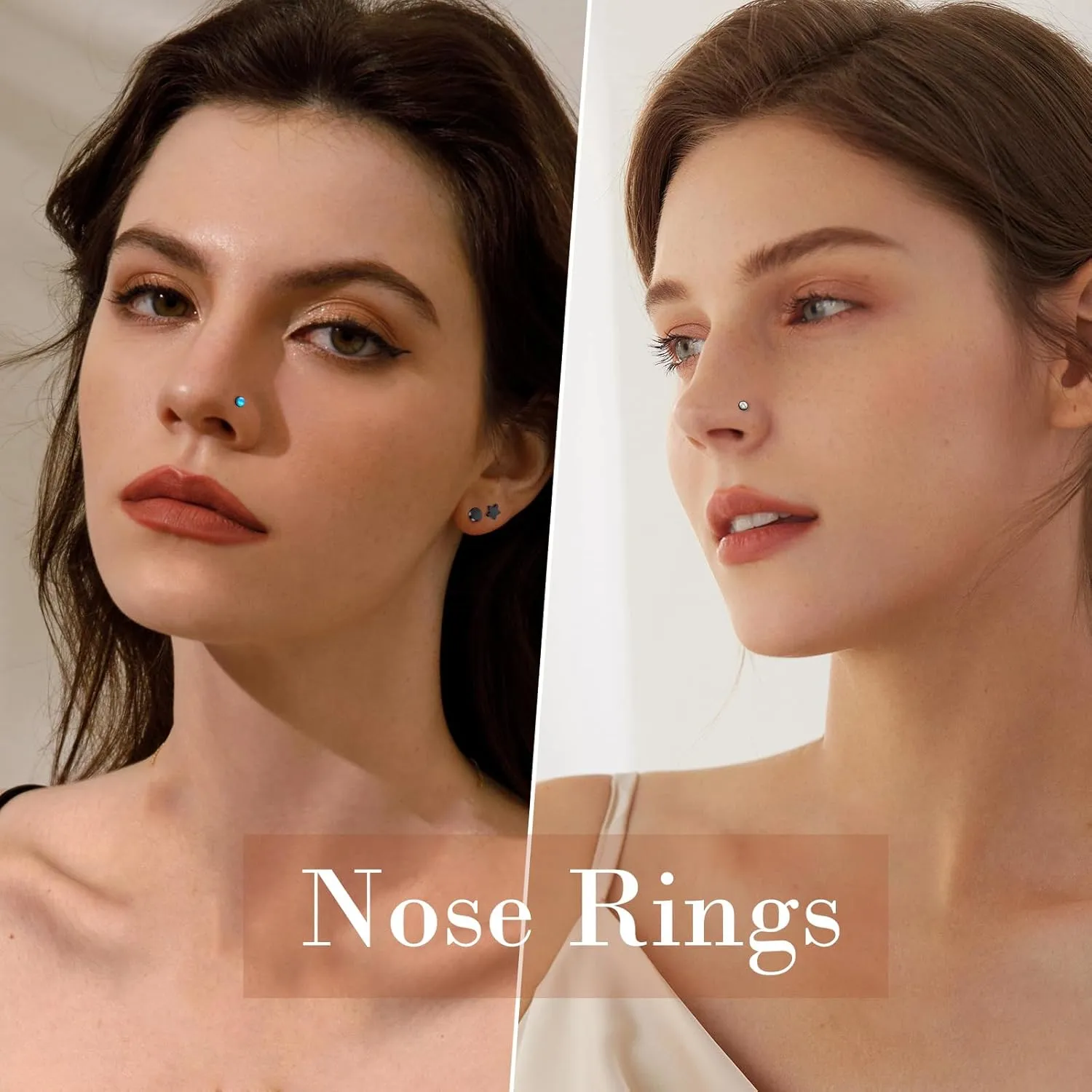 ONESING 36-44 Pcs 18G 20G Nose Rings Studs Nose Rings for Women Nose Piercings Jewelry Surgical Stainless Steel Nose Studs Moon Star Heart Butterfly Hypoallergenic Body Piercing Jewelry for Women Men