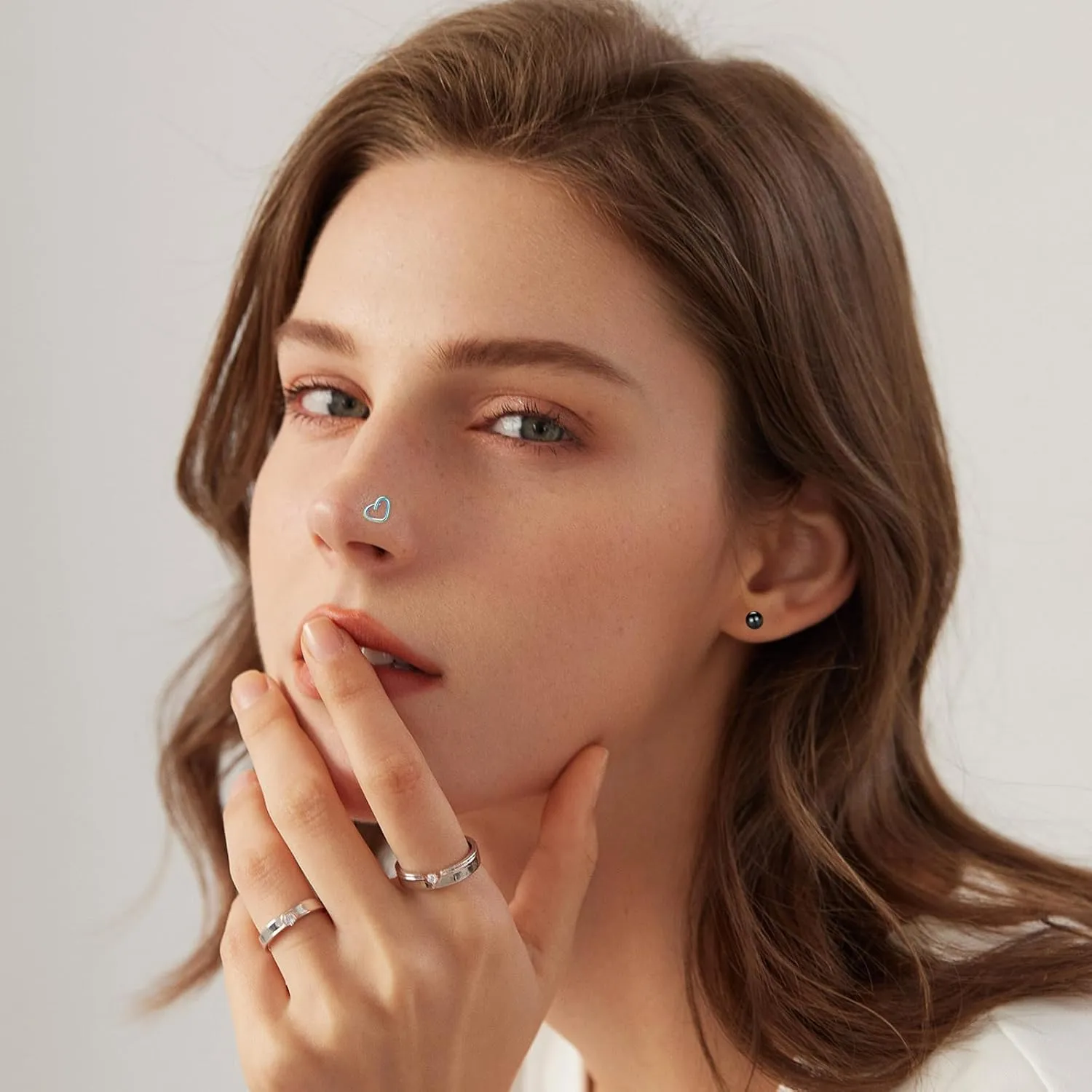 ONESING 36-44 Pcs 18G 20G Nose Rings Studs Nose Rings for Women Nose Piercings Jewelry Surgical Stainless Steel Nose Studs Moon Star Heart Butterfly Hypoallergenic Body Piercing Jewelry for Women Men