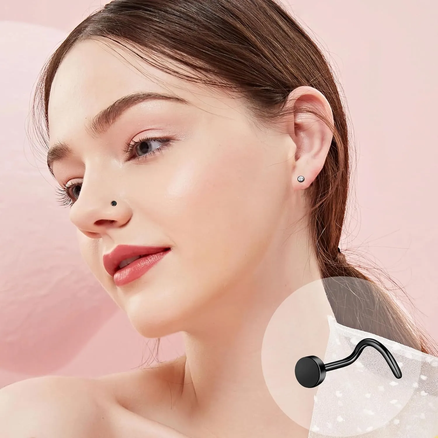 ONESING 36-44 Pcs 18G 20G Nose Rings Studs Nose Rings for Women Nose Piercings Jewelry Surgical Stainless Steel Nose Studs Moon Star Heart Butterfly Hypoallergenic Body Piercing Jewelry for Women Men