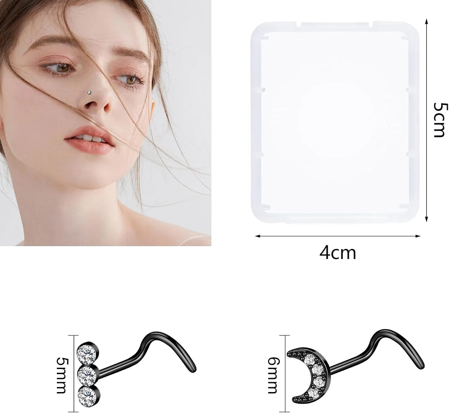 ONESING 36-44 Pcs 18G 20G Nose Rings Studs Nose Rings for Women Nose Piercings Jewelry Surgical Stainless Steel Nose Studs Moon Star Heart Butterfly Hypoallergenic Body Piercing Jewelry for Women Men