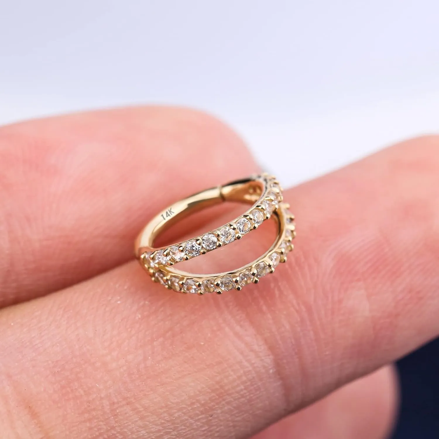 OUFER 20G Nose Rings Hoops, 14K Solid Gold Double Hoop Nose Piercing Jewelry, Hinged Segement Clicker Cartilage Helix Tragus Hoop Earring For Women And Men 6/7/8MM