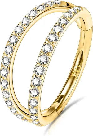 OUFER 20G Nose Rings Hoops, 14K Solid Gold Double Hoop Nose Piercing Jewelry, Hinged Segement Clicker Cartilage Helix Tragus Hoop Earring For Women And Men 6/7/8MM