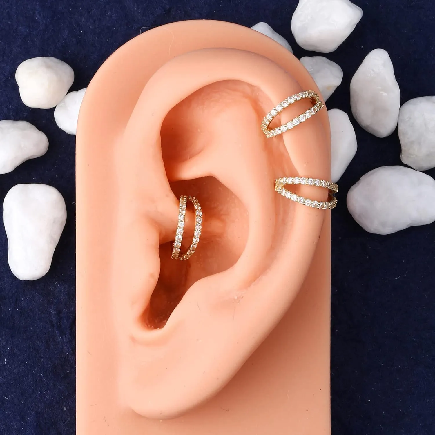 OUFER 20G Nose Rings Hoops, 14K Solid Gold Double Hoop Nose Piercing Jewelry, Hinged Segement Clicker Cartilage Helix Tragus Hoop Earring For Women And Men 6/7/8MM