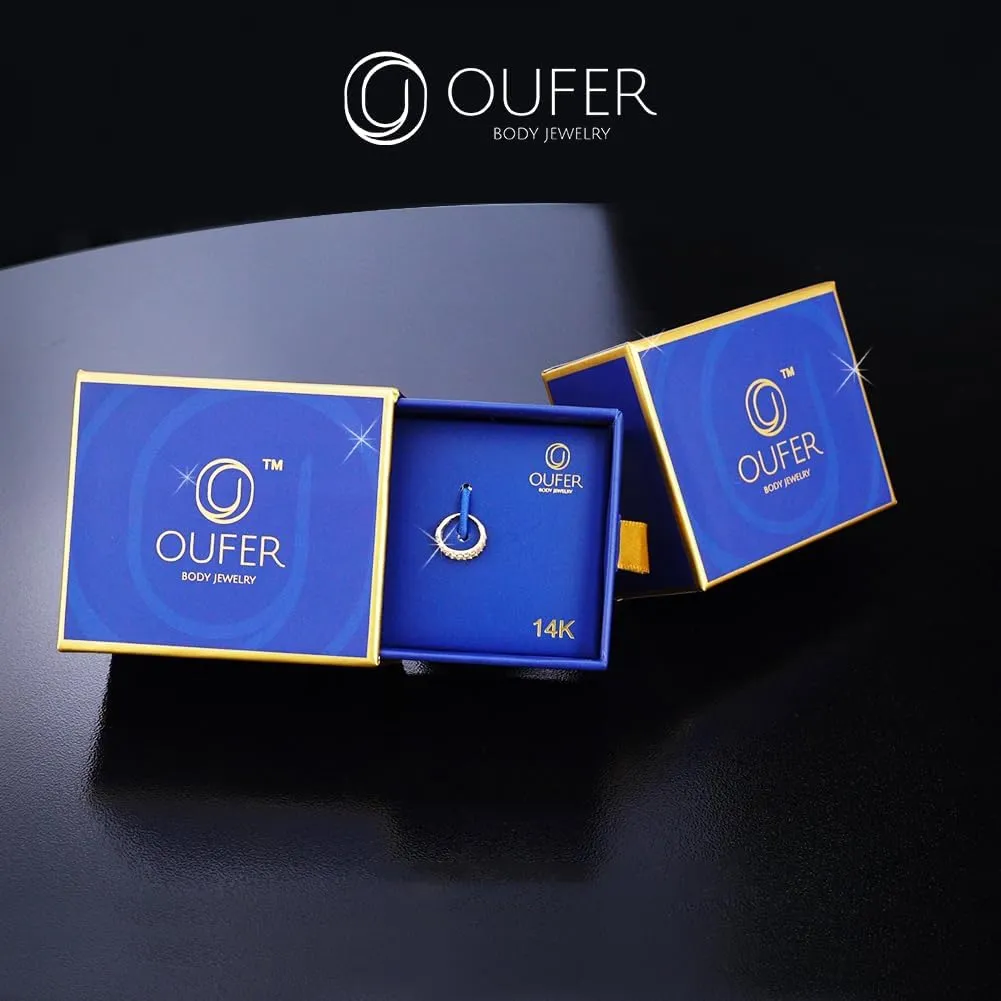 OUFER 20G Nose Rings Hoops, 14K Solid Gold Double Hoop Nose Piercing Jewelry, Hinged Segement Clicker Cartilage Helix Tragus Hoop Earring For Women And Men 6/7/8MM