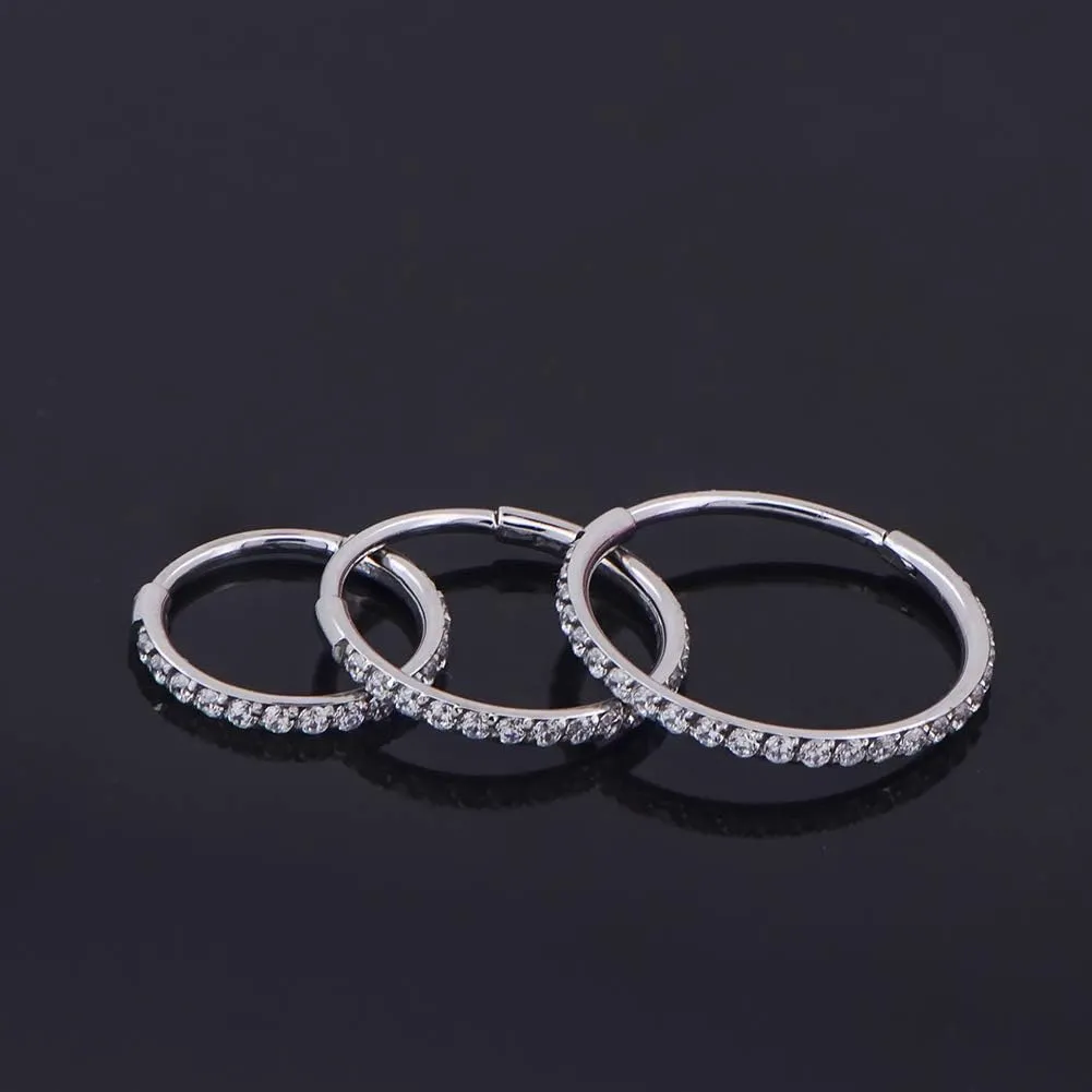 OUFER 20G Nose Rings Hoops, 316L Surgical Steel Nose Piercings, Clear CZ Nose Piercing Jewelry, Helix Tragus Caritlage Earrings, Nose Rings for Women