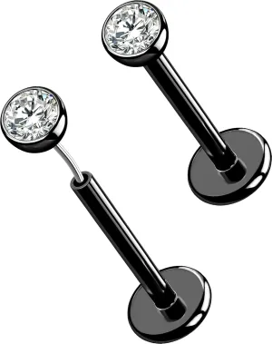 OUFER 2Pcs 20G/18G/16G G23 Titanium Threadless Nose Stud Earrings Flat Back Tiny CZ Small Nose Helix Cartilage Tragus Conch Labret Medusa Monroe Piercing Jewelry for Women Men