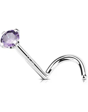 OUFER 925 Sterling Silver Small Nose Rings, 20G Nose Studs, Nostril Nose Piercing Jewelry, Screw Nose Rings For Women Men, Hypoallergenic Nose Rings Studs with Tiny CZ Diamond-Purple