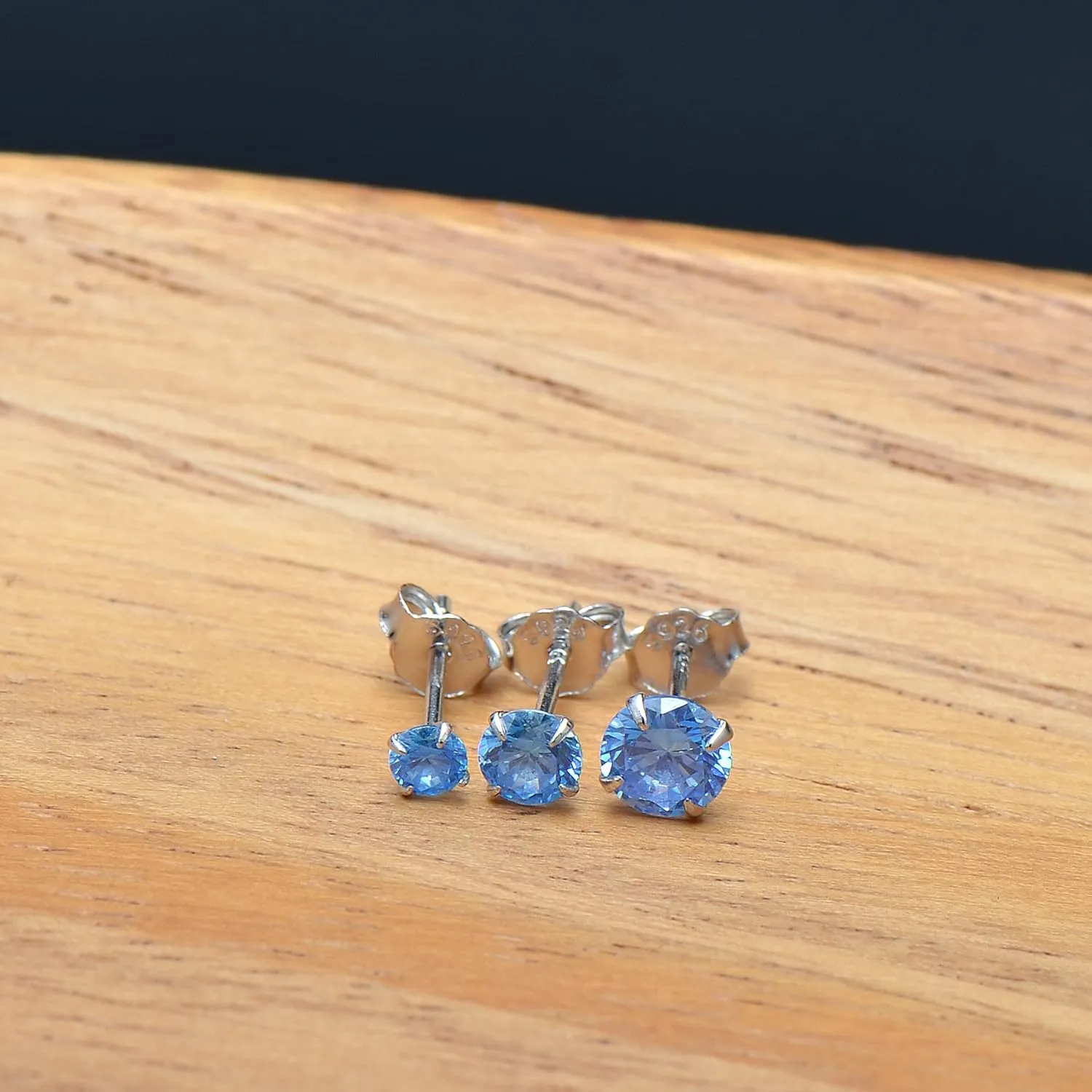 Paialco 3mm 4mm 5mm Cubic Zirconia Sterling Silver Studs Earrings Set for Women