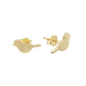 Paialco S925 Sterling Silver Dainty Stud Earrings for Women, Cute Bird, Yellow Gold Plating