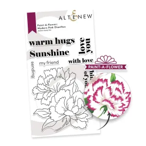 Paint-A-Flower: Modern Pink Dianthus Outline Stamp Set