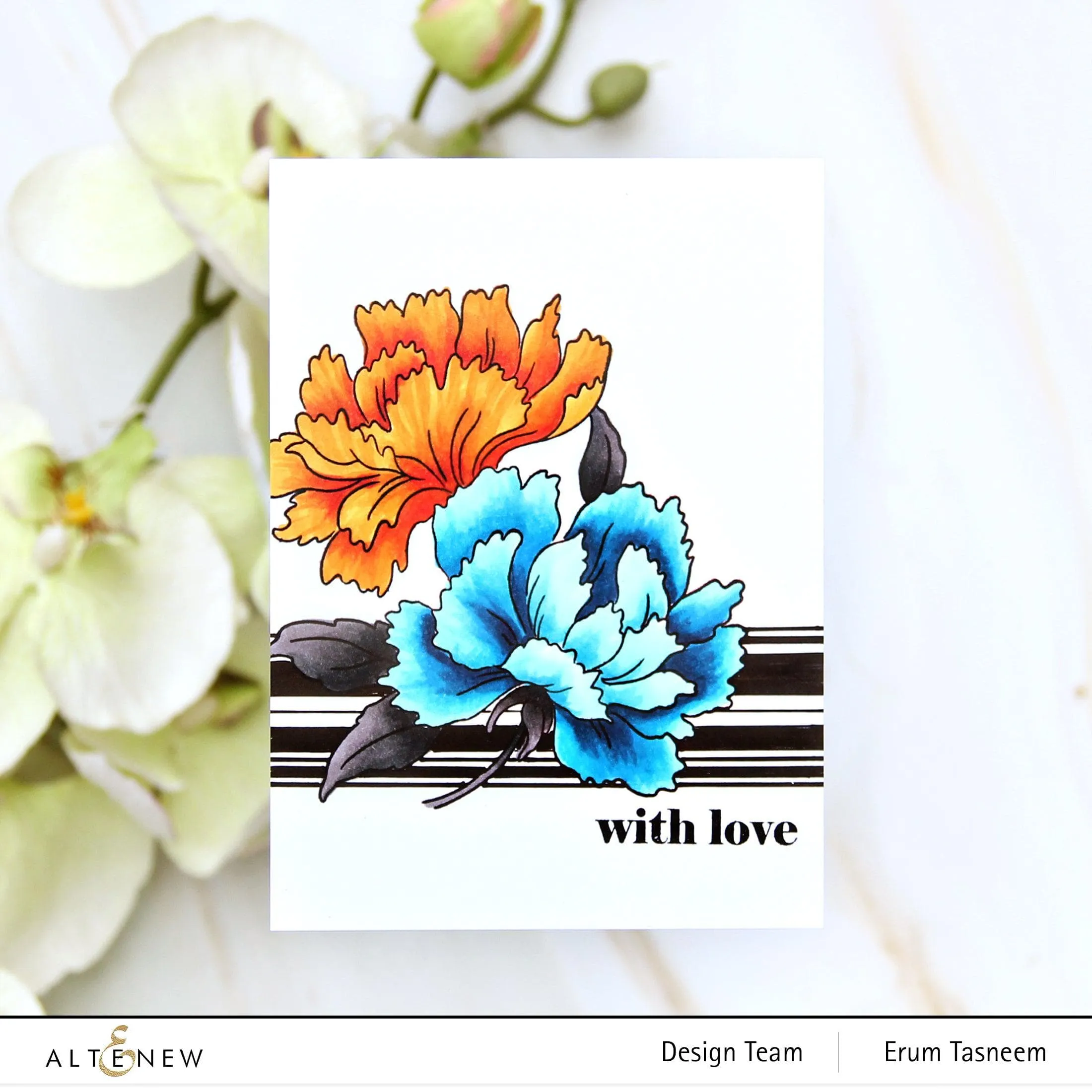 Paint-A-Flower: Modern Pink Dianthus Outline Stamp Set