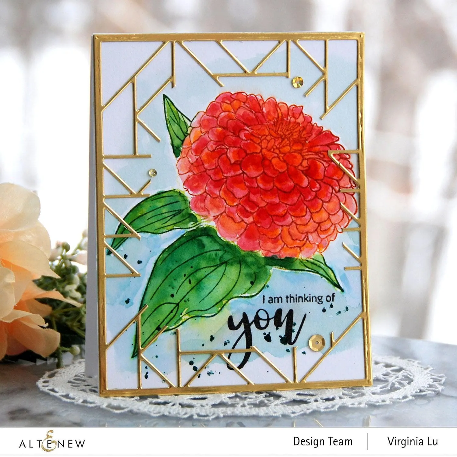 Paint-A-Flower: Zinnia Magellan Rose Outline Stamp Set