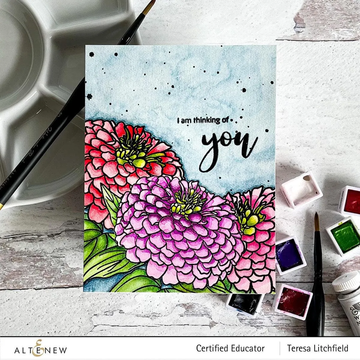 Paint-A-Flower: Zinnia Magellan Rose Outline Stamp Set