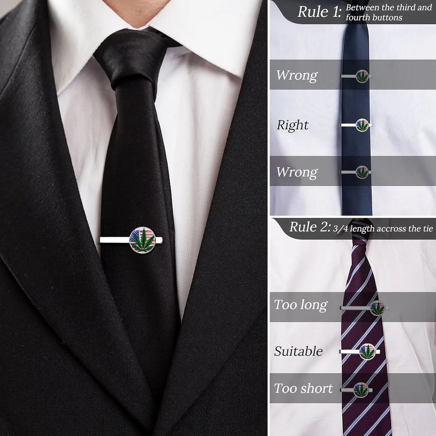 Pair of Silver Tie Bars - Wedding Anniversary for Dad Husband