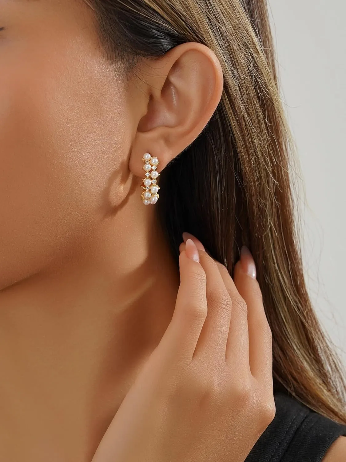Pearl Earrings for Women 14K Gold Earrings for Women Non Tarnish Waterproof Dangle Earring Simple Gold Pearl Drop Trendy Jewelry
