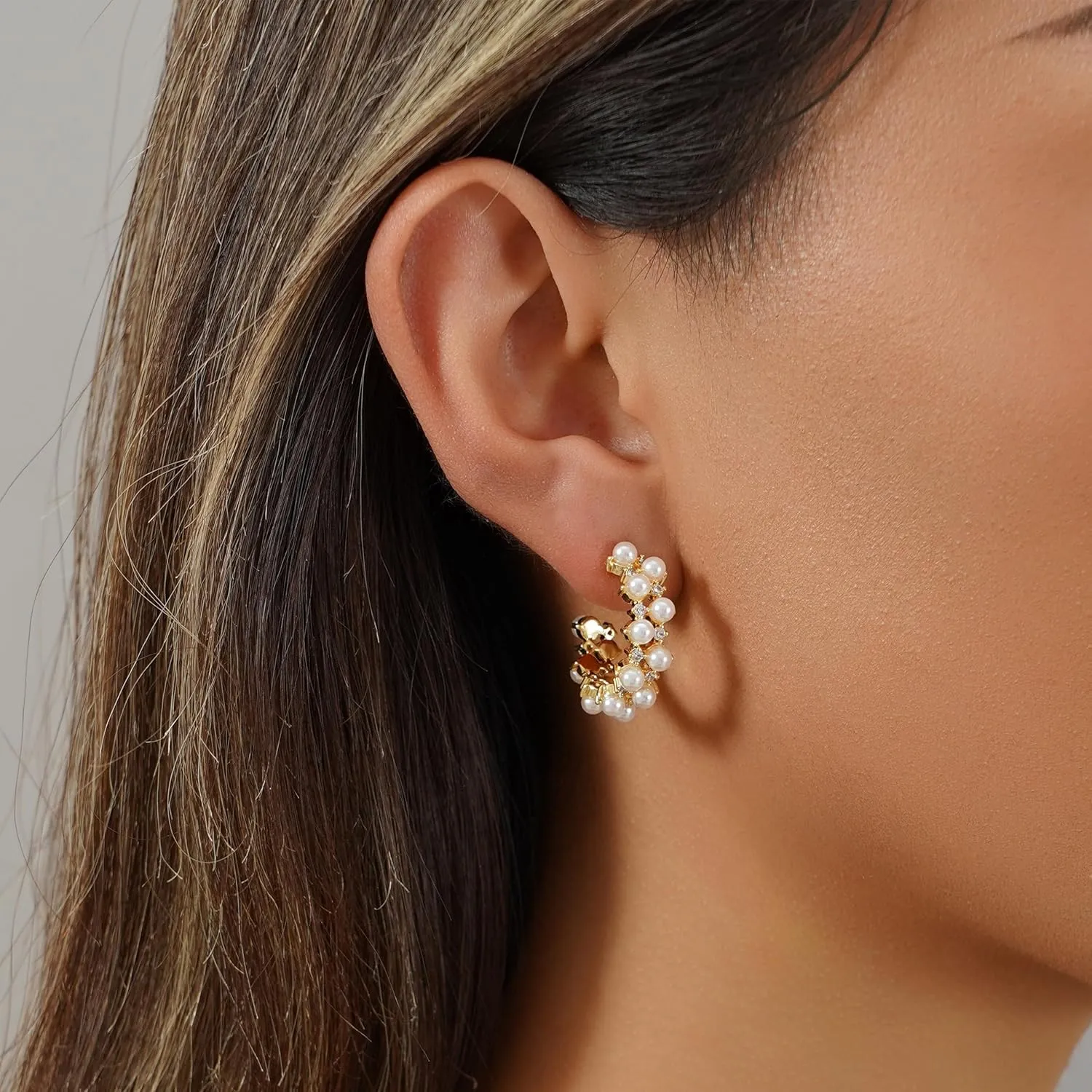 Pearl Earrings for Women 14K Gold Earrings for Women Non Tarnish Waterproof Dangle Earring Simple Gold Pearl Drop Trendy Jewelry